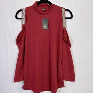 Louise Paris Cold Shoulder Top Size Large Sparkled Shoulder Design. New with tag